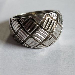Vintage Sterling Silver Symmetrical Design Dome Ring sz 7  6.6g